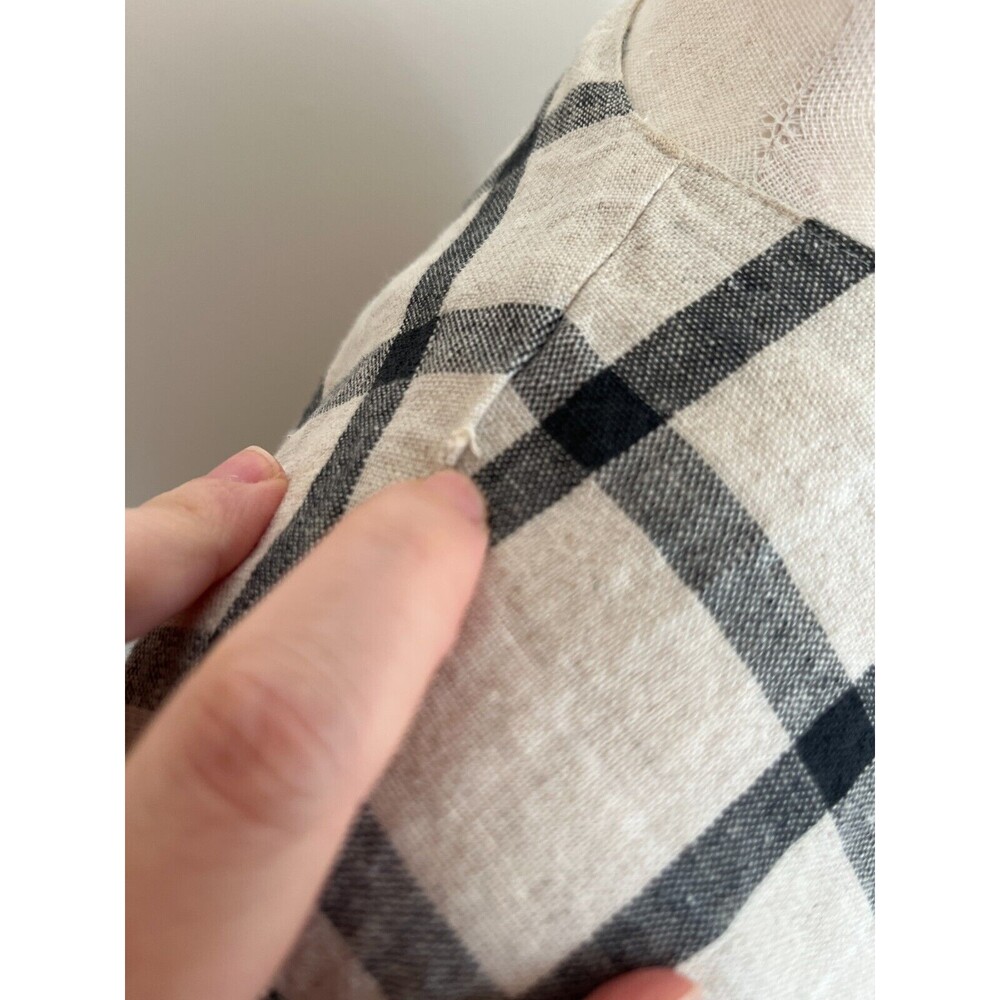 VTG 90s Plaid Linen Blazer – Minimalist Preppy Cropped Jacket – Mid Century Mod - Picture 7 of 8